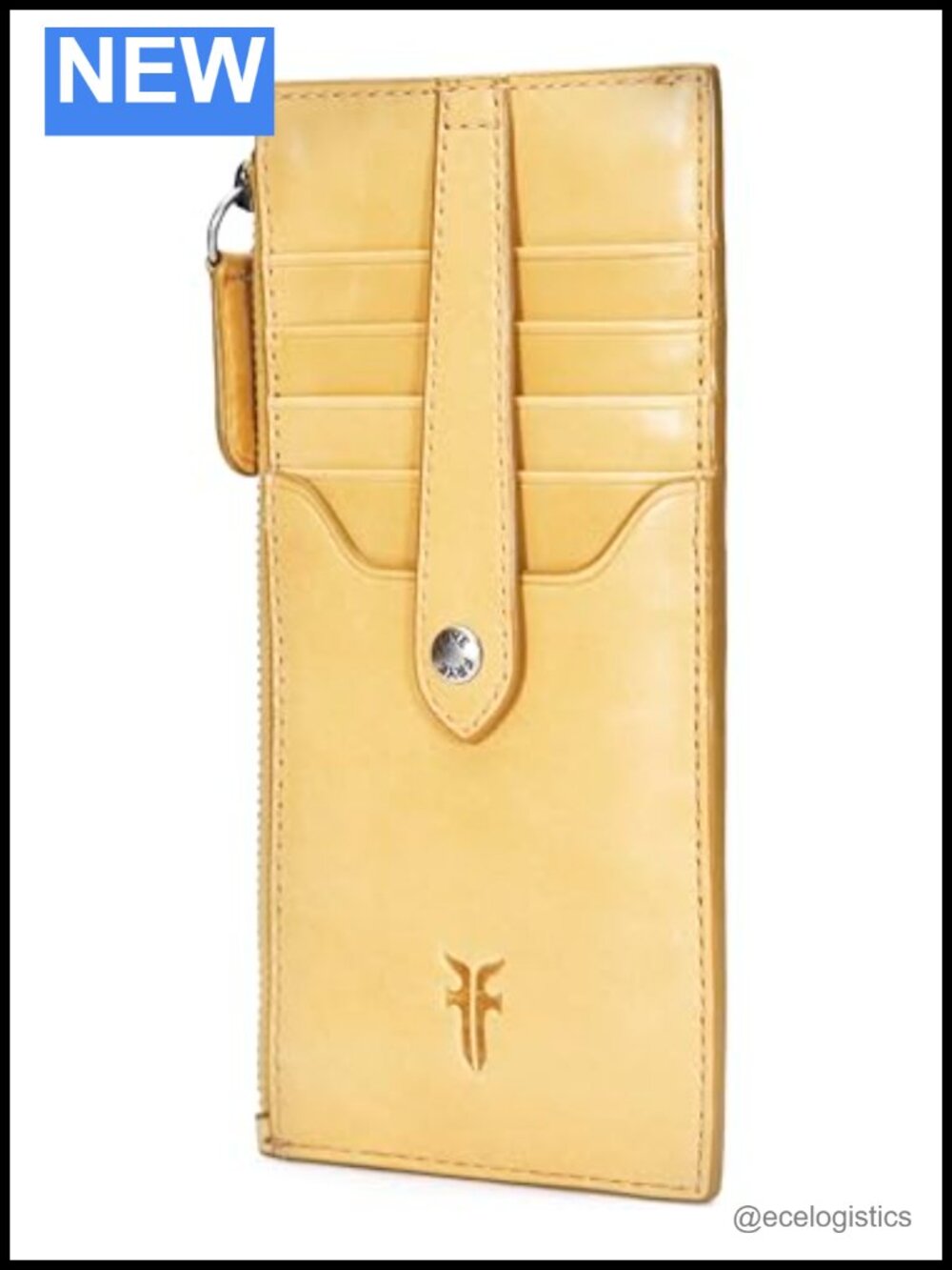 Genuine Leather Snap Card Wallet 9 Slots Key Ring